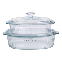 Формы для запекания набор 2 шт стеклянные с крышками овальные HP-34-27
