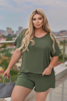 Літній костюм з шортами «Gemini» | Норма і батал Хакі, 50-52