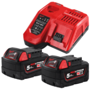 Енергокомплект Li-Ion MILWAUKEE, M18 NRG-502С (зарядний пристрій M12-18FC, 2 акумулятори М18 В5 5Аг)