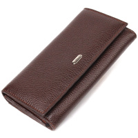 Жіночий зручний гаманець з натуральної зернистої шкіри 721654 Коричневий