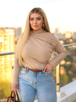 Базовий жіночий лонгслів з драпіруванням «Sweet» | Норма і батал Бежевий, 50-52