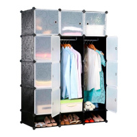 Шкаф для вещей и обуви пластиковый MP312-62A, 110х37х165см, Black, Box