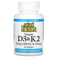 Вітамін D3 і К2, Vitamin D3 & K2, Natural Factors, 60 Гелевих Капсул