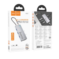 Хаб USB Hoco HB51 Type-C 6-in-1 (HDTV+RJ45-100Mbps+PD+USB3.0*3)