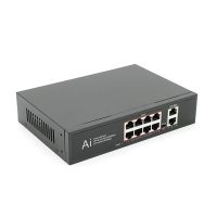 POE коммутатор гигабитный Merlion 8 POE 10/100/1000  + 2 RJ45 10/100/1000 встроенный блок питания 52V 2.3A