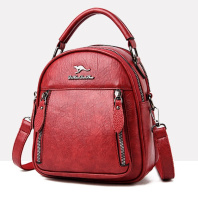 Женская сумка рюкзак трансформер эко кожа, маленький рюкзачок сумочка женская 2 в 1 Кенгуру Красный