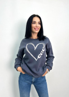 Утеплений світшот з принтом «Heart» оптом | Батал Графіт, 50-52