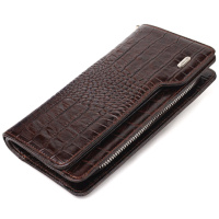 Функціональне портмоне клатч із натуральної шкіри 721536 Коричневе