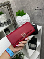 АКЦІЯ. Червоний - стильний та практичний, великий та вмісткий гаманець на кнопці  - 20х10 см (1352)