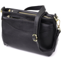 Классическая женская сумка с жестким дном из натуральной кожи Vintage 22987 Черный