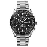 Чоловічий годинник Skmei 9253SIBK Silver-Black з хронографом та металевим браслетом