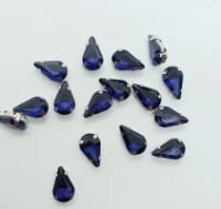 Страз (стекло)  в металлической оправе. Размер - 8×13 мм. Цвет - сапфир