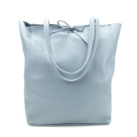 Жіноча шкіряна сумка шоппер блакитна Італія 77622BLM