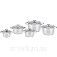Набір каструль UNIQUE UN-5034 10 предметів (2,1 л, 2,9 л, 3,9 л, 5,1 л, 6,5 л, з кришками)