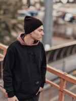 Худі оверсайз утеплене тринитка на флісі чорне з коричневим капюшоном