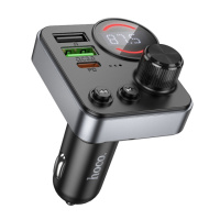 Автомобильное зарядное устройство Hoco E86 2 USB/ Type-C 48W PD QC 30W c дисплеем и FM-модулятором black