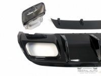 Диффузор с насадками на Mercedes A-Class W176 2012-2015 года AMG стиль ( Черный глянцевый )