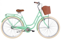 Велосипед уцененный ST 28« Dorozhnik RETRO Velosteel рама- с багажником зад St, с крылом St, с корзиной Pl 2022 STK-D-135 (светло-зеленый (м))