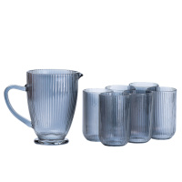 Набір глечик зі склянками 6 штук з товстого скла, сірий