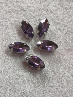 Страз(стекло) в оправе/ 5×10мм/ баклажановый/ 5 шт