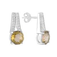 Серебряные серьги CatalogSilver с цитрином nano 5.8ct, фианитами (2122876)