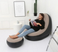 Надувной диван с пуфом Air Sofa Comfort Надувное велюровое кресло с пуфиком (116х98х83см и 62х62х31см)