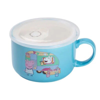 Миска для лапши фарфоровая 770 мл с герметичной крышкой, голубая HP-15-15