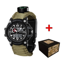 Чоловічий тактичний годинник Awarder 012BKSU ЗСУ з паракордовим ремінцем Army Green та підсвічуванням