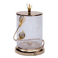 Конфетница стеклянная 14×23 см с цветочным металлическим декором конфетница с крышкой HP-7-6