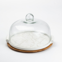 Тортівниця керамічна зі скляною кришкою 29 см