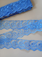 Кружево яблочко / ширина 4 см / голубой /  1 метр