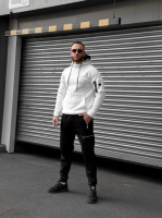 Зимовий спортивний костюм з начосом молочний худі чорні штани RD284/RD287