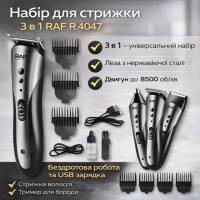 Аккумуляторный набор для стрижки 3в1 с насадками и USB-зарядкой​​​​​​​ RAF R.4047 3W
