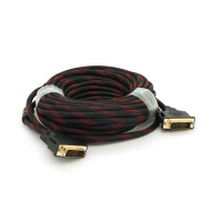 Кабель Merlion Dvi-Dvi 10m, 2 ферита, оплетка, Black, 24/24pin, (Пакет), Q50