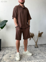 Комплект сорочка/шорти - Кавовий - 42-084