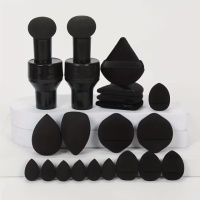 Комплект спонжиков 20 шт набор для нанесения косметики макияжа бьюти блендер цвет коричневый