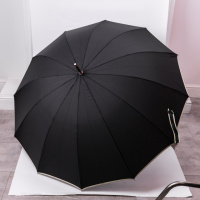 Классический зонт-трость с чехлом полуавтомат из полиэстера прочный надежный 12 спиц диаметр 120 см Черный HP-23-16B