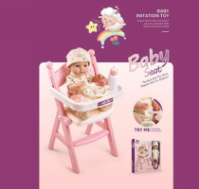 Пупс зі стільцем плаче, сміється, закриває очі, висота 36 см, стільчик для годування, посуд, пустушка.