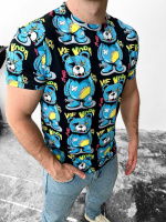 Чорна чоловіча комфортна футболка з яскравим дизайном ведмедиків