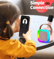 Портативна Bluetooth колонка з мікрофоном K12 Бездротова Міні караоке з RGB підсвічуванням