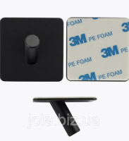 Металлический самоклеющийся крючок черный квадрат - крепление на липучке для ванной, кухни и шкафа