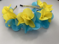 Обруч венок сине-желтый с цветочками
