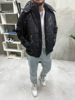 Куртка чорна зимова зі знімним капюшоном | 7-497