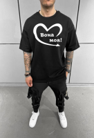 Футболка чорна з мерчем | 58-043