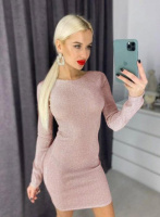 Вечірнє плаття з люрексом «Minor» | Розпродаж моделі 48, Пудровий