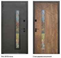 АКЦІЯ Двері вхідні HYGGE COTTAGE Geometry Метал RAL 8019 Спил коньячний 860x2050