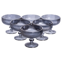 Набор креманок на ножке 6 шт 400 (мл) стеклянные креманки для мороженого, фруктов, десертов Серый HP7117G