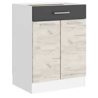 Кухонный модуль нижний с шухлядой Эверест Эко 600 дуб крафт белый/графит/белый (без столешницы) 60х46х82 см (DTM-071023)