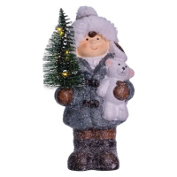 Новогодняя фигурка с подстветкой Девочка с елкой из фарфора 10×9×18 (см) CR-5-16