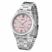 Жіночий годинник Casio LTP-V005D-4B2 з рожевим циферблатом та сталевим браслетом
